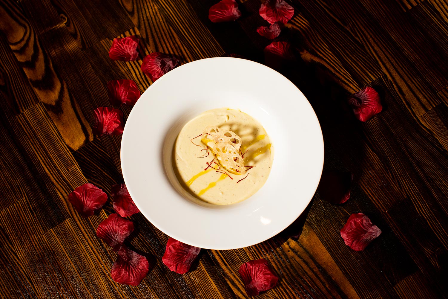 Potato Soup with Caramelized Leek & Saffron | Valentine's Menu Items | Saffron The Eatery